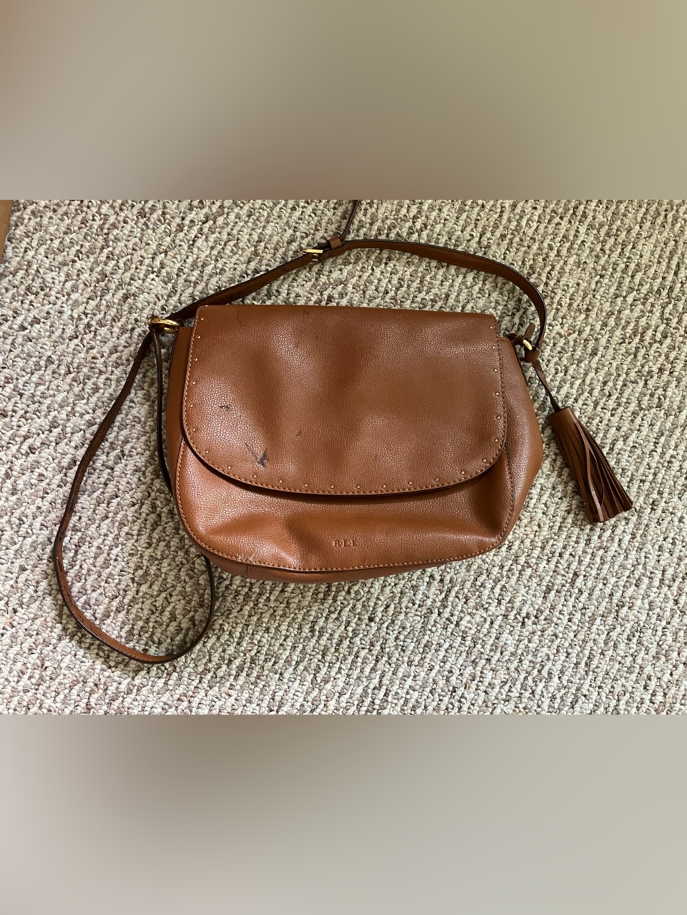 Lauren Ralph Lauren Brown Leather Saddle Crossbody with Tassel